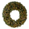 5ft. Clear LED Lights Flocked Artificial Christmas Wreath With Pinecones