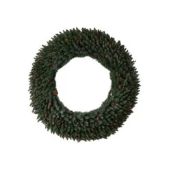 5ft. Clear LED Lights Flocked Artificial Christmas Wreath With Pinecones & Berries -Northlight Sale Store D478997S 3