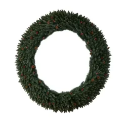 6ft. Clear LED Lights Flocked Artificial Christmas Wreath With Pinecones & Berries 11 6ft. Clear LED Lights Flocked Artificial Christmas Wreath With Pinecones & Berries -Northlight Sale Store D478998S 3