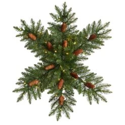 30" Pre-Lit Snowflake Artificial Dunhill Fir Wreath With Pinecones