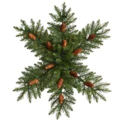 30" Pre-Lit Snowflake Artificial Dunhill Fir Wreath With Pinecones -Northlight Sale Store D479001S 3