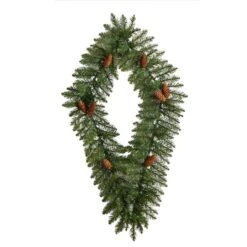 3ft. White LED Lights Holiday Geometric Christmas Diamond Wreath With Pinecones 11 3ft. White LED Lights Holiday Geometric Christmas Diamond Wreath With Pinecones -Northlight Sale Store D479002S 3