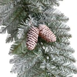 3ft. White LED Lights Geometric Diamond Christmas Frosted Wreath With Pinecones -Northlight Sale Store D479003S 5