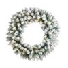 24" White LED Lights Flocked Artificial Christmas Wreath