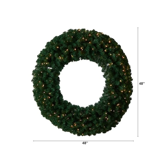 48" White LED Lights Artificial Christmas Wreath 3 48" White LED Lights Artificial Christmas Wreath - Image 3