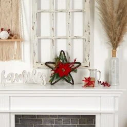 16" Holiday Christmas Poinsettia Star Twig Wreath 9 16" Holiday Christmas Poinsettia Star Twig Wreath -Northlight Sale Store D479014S 4