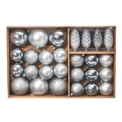 23ct. Silver Shatterproof Lux Christmas Ornament Set -Northlight Sale Store D479034S 3