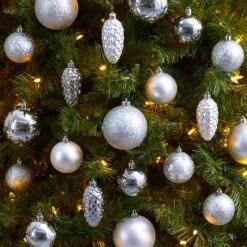 23ct. Silver Shatterproof Lux Christmas Ornament Set -Northlight Sale Store D479034S 5