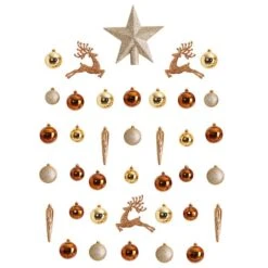 40ct. Gold Shatterproof Lux Christmas Ornament Set