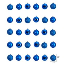 30ct. 2.5" Blue Shatterproof Christmas Ornaments -Northlight Sale Store D479036S 2