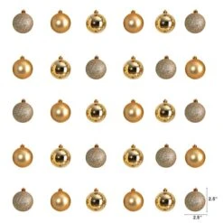 30ct. 2.5" Gold Shatterproof Christmas Ornaments -Northlight Sale Store D479037S 2