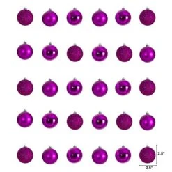 30ct. 2.5" Pink Shatterproof Christmas Ornaments -Northlight Sale Store D479038S 2