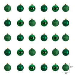30ct. 2.5" Green Shatterproof Christmas Ornaments -Northlight Sale Store D479039S 2