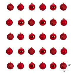 30ct. 2.5" Red Shatterproof Christmas Ornaments -Northlight Sale Store D479040S 2