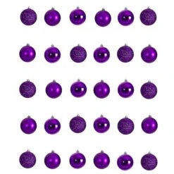 30ct. 2.5" Purple Shatterproof Christmas Ornaments