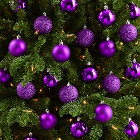 30ct. 2.5" Purple Shatterproof Christmas Ornaments 5 30ct. 2.5" Purple Shatterproof Christmas Ornaments - Image 5