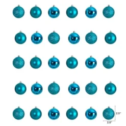 30ct. 2.5" Teal Shatterproof Christmas Ornaments -Northlight Sale Store D479043S 2