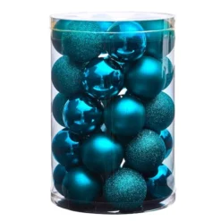30ct. 2.5" Teal Shatterproof Christmas Ornaments -Northlight Sale Store D479043S 3