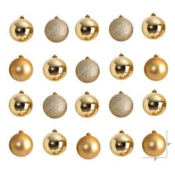 20ct. 3" Gold Shatterproof Christmas Ornaments -Northlight Sale Store D479046S 2