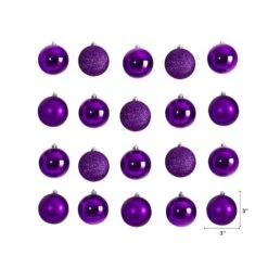 20ct. 3" Purple Shatterproof Christmas Ornaments -Northlight Sale Store D479048S 2