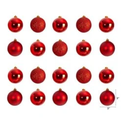 20ct. 3" Red Shatterproof Christmas Ornaments -Northlight Sale Store D479049S 2