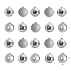 20ct. 3" Silver Shatterproof Christmas Ornaments -Northlight Sale Store D479050S 2