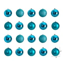 20ct. 3" Teal Shatterproof Christmas Ornaments -Northlight Sale Store D479051S 2