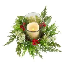 8" Cedar & Berries Artificial Christmas Candelabrum -Northlight Sale Store D479054S 3