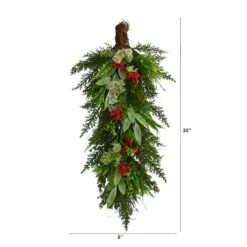30" Cedar & Berry Christmas Teardrop Swag -Northlight Sale Store D479057S 2