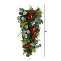 26" Christmas Greenery Ornament Teardrop Swag -Northlight Sale Store D479058S 2