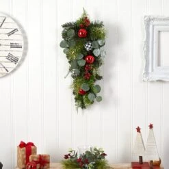 26" Christmas Greenery Ornament Teardrop Swag -Northlight Sale Store D479058S 3