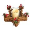 Holiday Star Twig Candle Holder With LED Candle Table Christmas Arrangement
