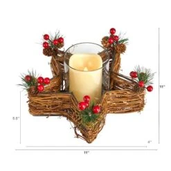 Holiday Star Twig Candle Holder With LED Candle Table Christmas Arrangement -Northlight Sale Store D479063S 2