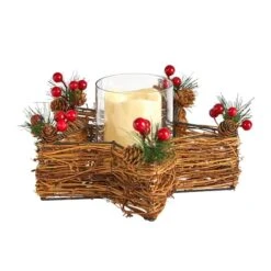 Holiday Star Twig Candle Holder With LED Candle Table Christmas Arrangement -Northlight Sale Store D479063S 3