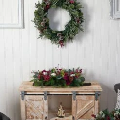 24" Berries, Pinecones & Eucalyptus Arrangement -Northlight Sale Store D479066S 6