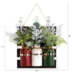 17" Christmas Pine 3-Piece Jar Hanging Artificial Arrangement -Northlight Sale Store D479068S 2