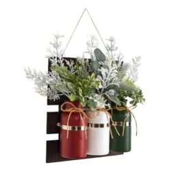 17" Christmas Pine 3-Piece Jar Hanging Artificial Arrangement -Northlight Sale Store D479068S 3