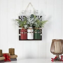 17" Christmas Pine 3-Piece Jar Hanging Artificial Arrangement -Northlight Sale Store D479068S 4