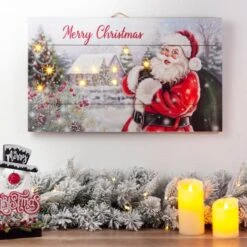 Glitzhome® 24" LED Wooden Santa Wall Décor -Northlight Sale Store D479422S 2
