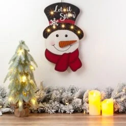 Glitzhome® 19" Lighted Snowman Wall Décor -Northlight Sale Store D479425S 2