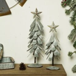 Glitzhome® Galvanized Metal Christmas Tree Table Décor Set 9 Glitzhome® Galvanized Metal Christmas Tree Table Décor Set -Northlight Sale Store D479432S 3