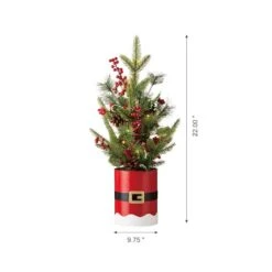 22" Pre-Lit Artificial Christmas Tree In Santa Belt Pot, Warm White LED Lights -Northlight Sale Store D479438S 4