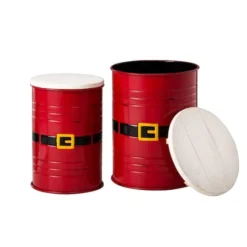 Glitzhome® Christmas Metal Santa Belt Storage Container Set 14 Glitzhome® Christmas Metal Santa Belt Storage Container Set -Northlight Sale Store D479442S 5