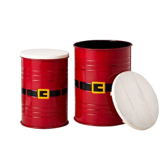 Glitzhome® Christmas Metal Santa Belt Storage Container Set 6 Glitzhome® Christmas Metal Santa Belt Storage Container Set - Image 6