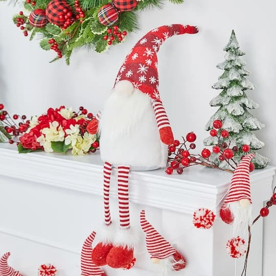 Glitzhome® 28" Fabric Christmas Gnome Shelf Sitter With Dangling Legs 4 Glitzhome® 28" Fabric Christmas Gnome Shelf Sitter With Dangling Legs - Image 4