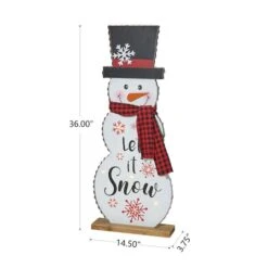 Glitzhome® 3ft. Lighted Wooden Christmas Snowman Porch Décor With Timer -Northlight Sale Store D479473S 4