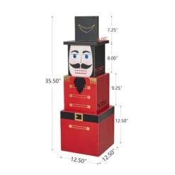 Glitzhome® 36" Wooden Block Nutcracker Porch Décor -Northlight Sale Store D479475S 6