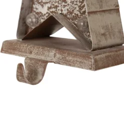 Glitzhome® 8" Marquee LED Christmas Tree & Star Wooden & Metal Stocking Holder Set -Northlight Sale Store D479484S 6