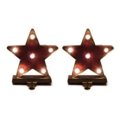 Glitzhome® 7" Marquee LED Star Stocking Holder Set
