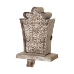 Glitzhome® 8" Marquee LED Gift Box Wooden & Metal Stocking Holder Set 14 Glitzhome® 8" Marquee LED Gift Box Wooden & Metal Stocking Holder Set -Northlight Sale Store D479490S 5